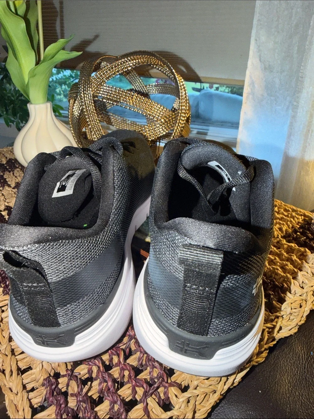 KURU Charcoal Gray Knit Lace-Up Slip-On Sneakers